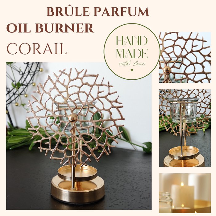 Inspiration Series Parfum Brander – Koraal – Geurende Wassen Kachel – Interieur Parfum Diffuser – Metalen Patroon Kandelaar – Origineel en Decoratief - Afbeelding 2