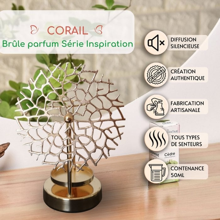 Inspiration Series Parfum Brander – Koraal – Geurende Wassen Kachel – Interieur Parfum Diffuser – Metalen Patroon Kandelaar – Origineel en Decoratief - Afbeelding 3