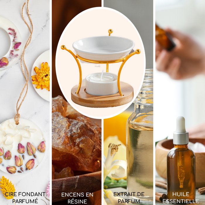 Parfumbrander uit de Simplicity-serie - Etna - Metaal, gelakt keramiek en bamboe - Cadeau-idee - Eenvoudige moderne decoratie - Afbeelding 3