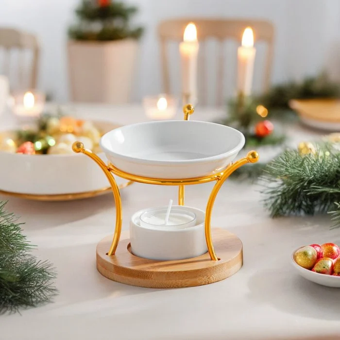 Parfumbrander uit de Simplicity-serie - Etna - Metaal, gelakt keramiek en bamboe - Cadeau-idee - Eenvoudige moderne decoratie - Afbeelding 4