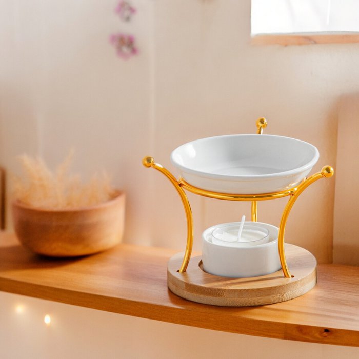 Parfumbrander uit de Simplicity-serie - Etna - Metaal, gelakt keramiek en bamboe - Cadeau-idee - Eenvoudige moderne decoratie - Afbeelding 5