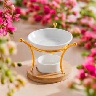 Parfumbrander uit de Simplicity-serie - Etna - Metaal, gelakt keramiek en bamboe - Cadeau-idee - Eenvoudige moderne decoratie