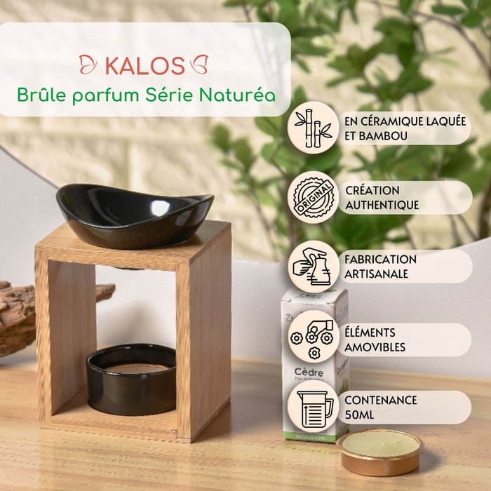 Naturea Series Parfumbrander - Kalos - Geurende Wassen Kandelaar - Aromatherapie Decoratief Object - Bamboe en Keramiek - Cadeau-idee - Afbeelding 2