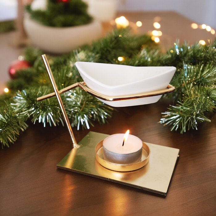 Wierookbrander Inspiration Series - Sailor - Kandelaar van keramiek en metaal - Origineel en modern design - Etherische plantaardige, geurende was - Decoratie-idee