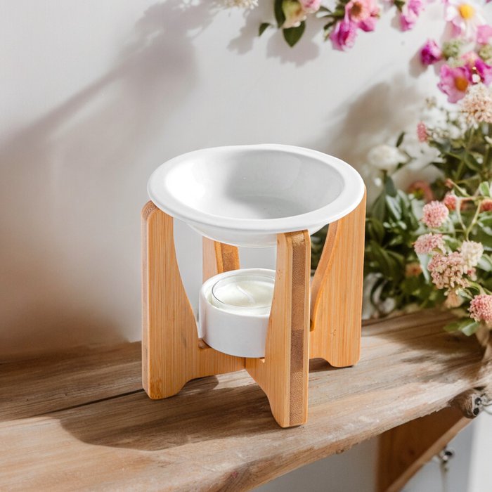 Parfumbrander uit de Simplicity-serie - Boog - Gelakt keramiek en bamboe - Cadeau-idee - Eenvoudige moderne decoratie - Afbeelding 2