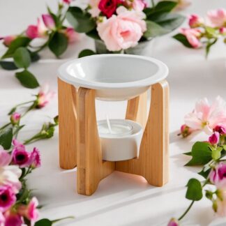 Parfumbrander uit de Simplicity-serie - Boog - Gelakt keramiek en bamboe - Cadeau-idee - Eenvoudige moderne decoratie