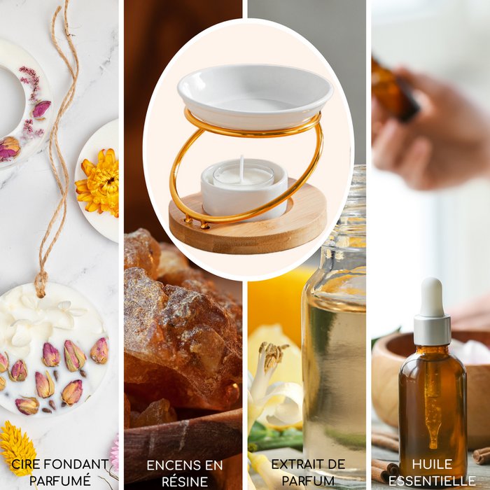 Parfumbrander uit de Simplicity-serie - Hula - Metaal, gelakt keramiek en bamboe - Cadeau-idee - Eenvoudige moderne decoratie - Afbeelding 4