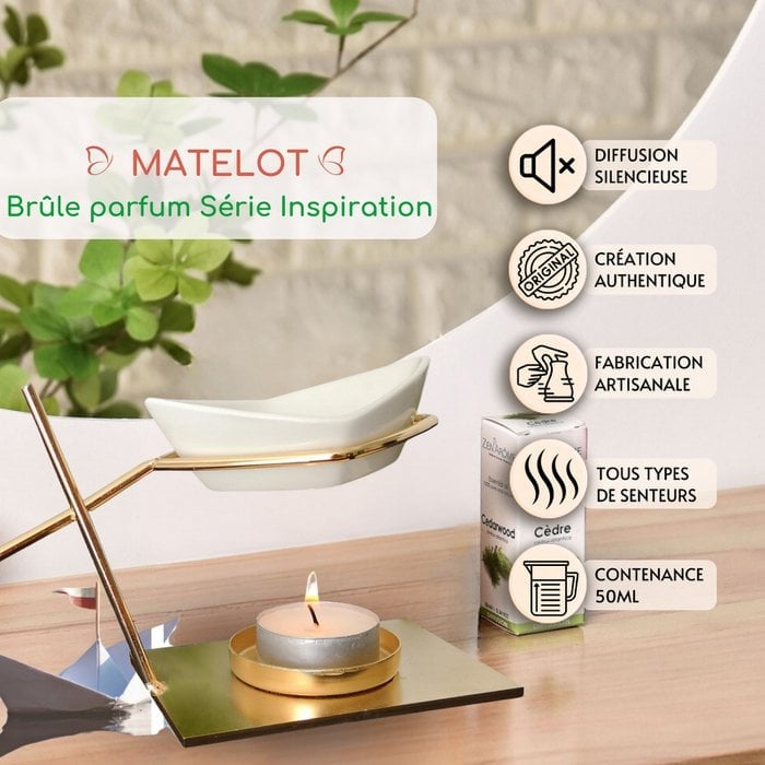 Wierookbrander Inspiration Series - Sailor - Kandelaar van keramiek en metaal - Origineel en modern design - Etherische plantaardige, geurende was - Decoratie-idee - Afbeelding 3