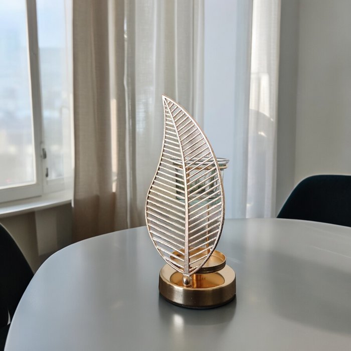 Oliebrander en gearomatiseerde fondant palminspiratie - diffuser brander etherische plantaardige, geurde fondantwas en kamergeur - in metalen decoratief - Afbeelding 4