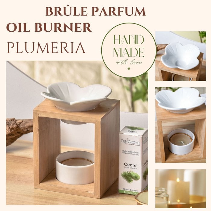 Parfumbrander Naturea Serie - Plumeria - in Keramiek en Bamboe - Aromatherapie, Geurende Wassen, Essentiële Oliën - Decoratief cadeau-idee - Afbeelding 5