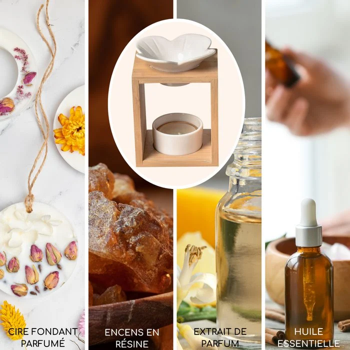 Parfumbrander Naturea Serie - Plumeria - in Keramiek en Bamboe - Aromatherapie, Geurende Wassen, Essentiële Oliën - Decoratief cadeau-idee - Afbeelding 2