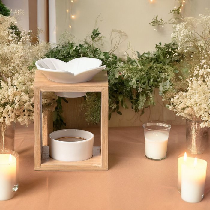 Parfumbrander Naturea Serie - Plumeria - in Keramiek en Bamboe - Aromatherapie, Geurende Wassen, Essentiële Oliën - Decoratief cadeau-idee - Afbeelding 3