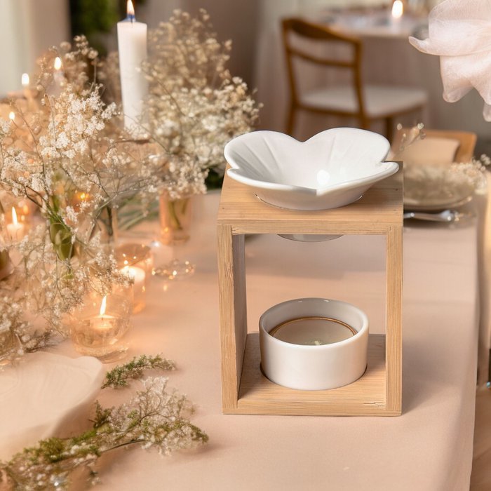 Parfumbrander Naturea Serie - Plumeria - in Keramiek en Bamboe - Aromatherapie, Geurende Wassen, Essentiële Oliën - Decoratief cadeau-idee - Afbeelding 4