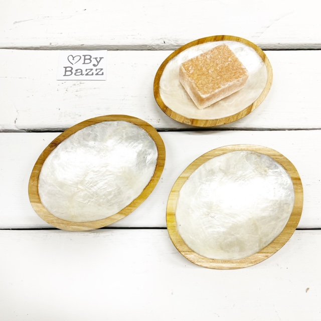 Schaaltje Hout + Schelp Capiz Ovaal