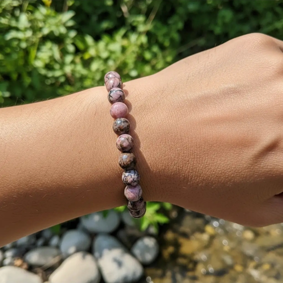 Edelstenen Armband β Rhodoniet 8 mm πΈπ€ - Afbeelding 2