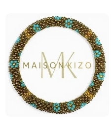 Handgemaakte Kralenarmband – Turquoise Flowers 🤎🩵